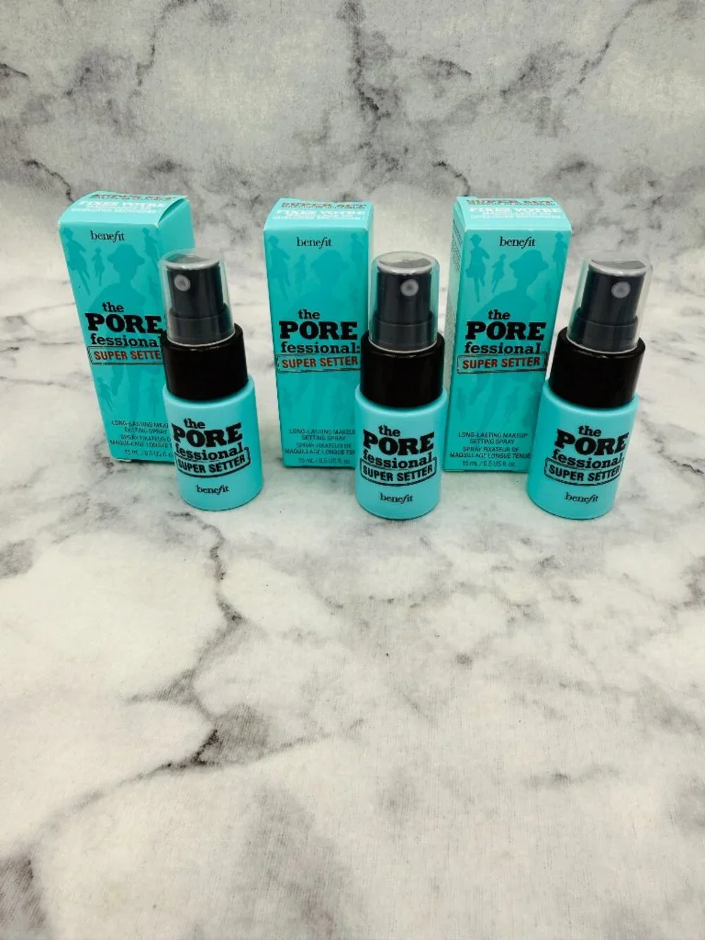 Benefit Beauty Gift Set-The POREfessional Long Last Setting Spray-3pc-BOXED-NEW